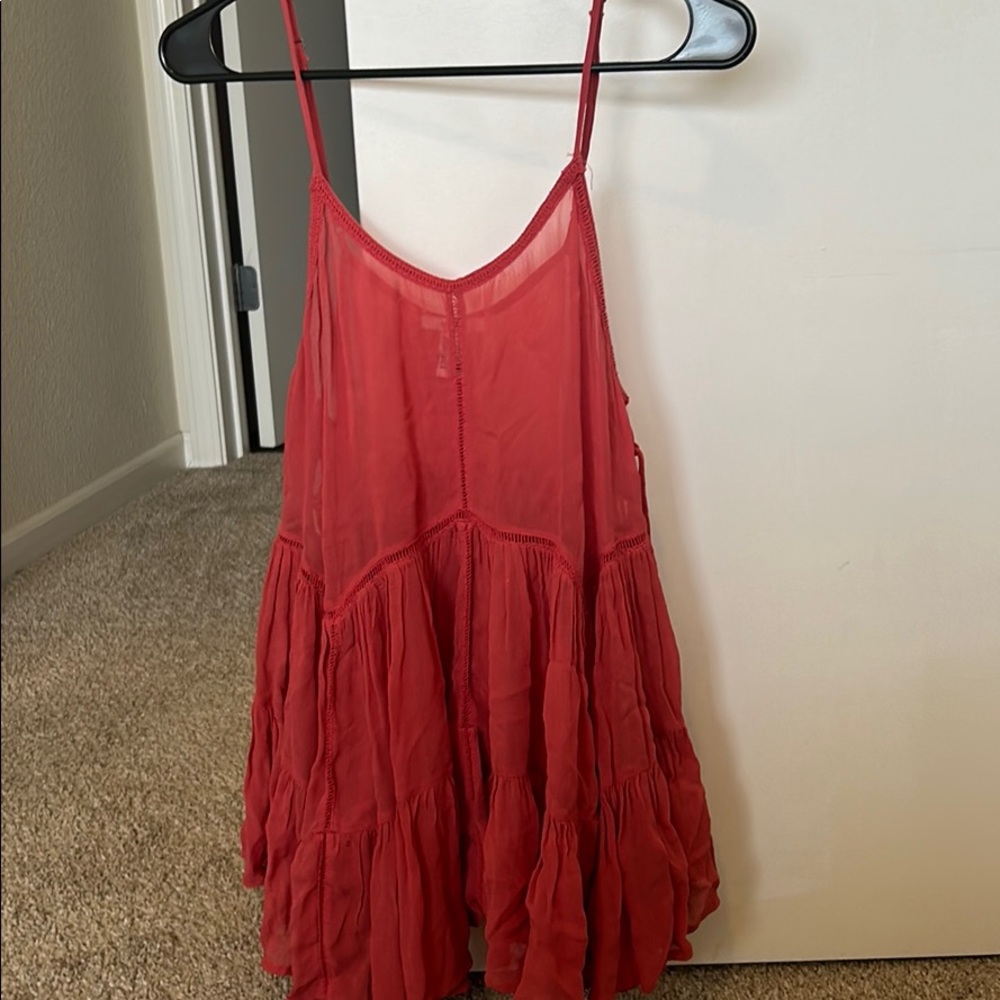 Red flowy tank top